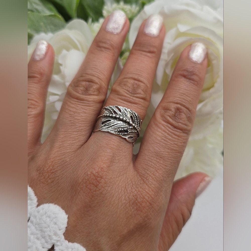 🥰 CURVY FEATHER RING - Picture 3 of 10
